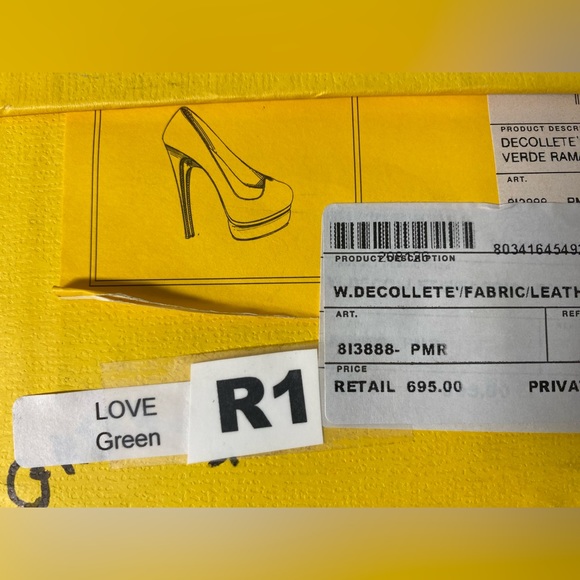 Fendi Hunter Green Satin Deep Platform Heels - Picture 7 of 11